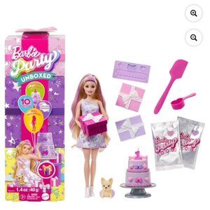 Barbie Party Unboxed Pet Birthday Series,Birthday Bows Set w/10 Surprise
